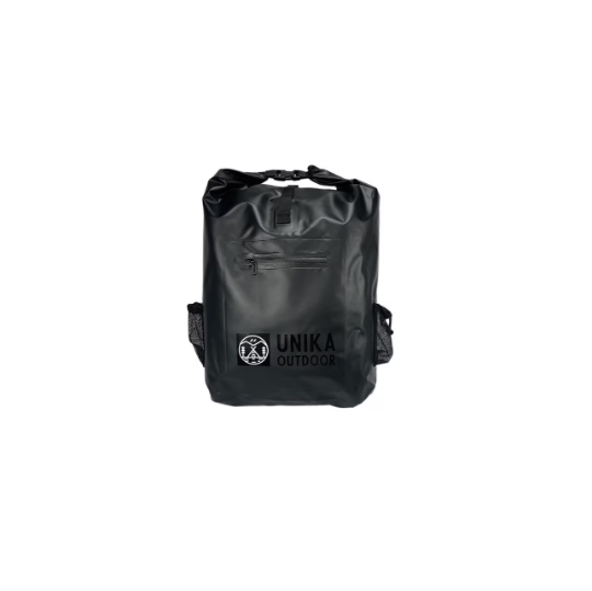 UNIKA black roll-top backpack front view